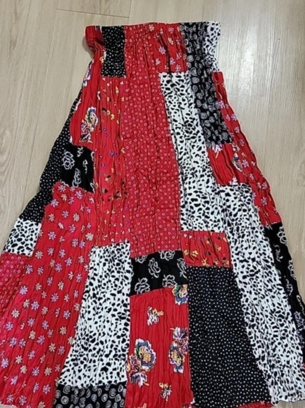 Vintage Patchwork Broomstick Maxi Skirt Boho Cottage Core Prairie